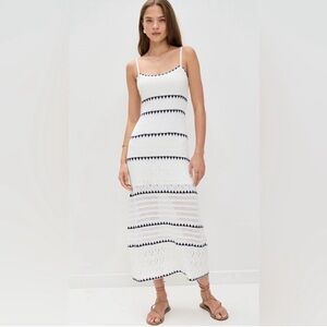 Zsupply White and Black Crochet Midi Dress NWT